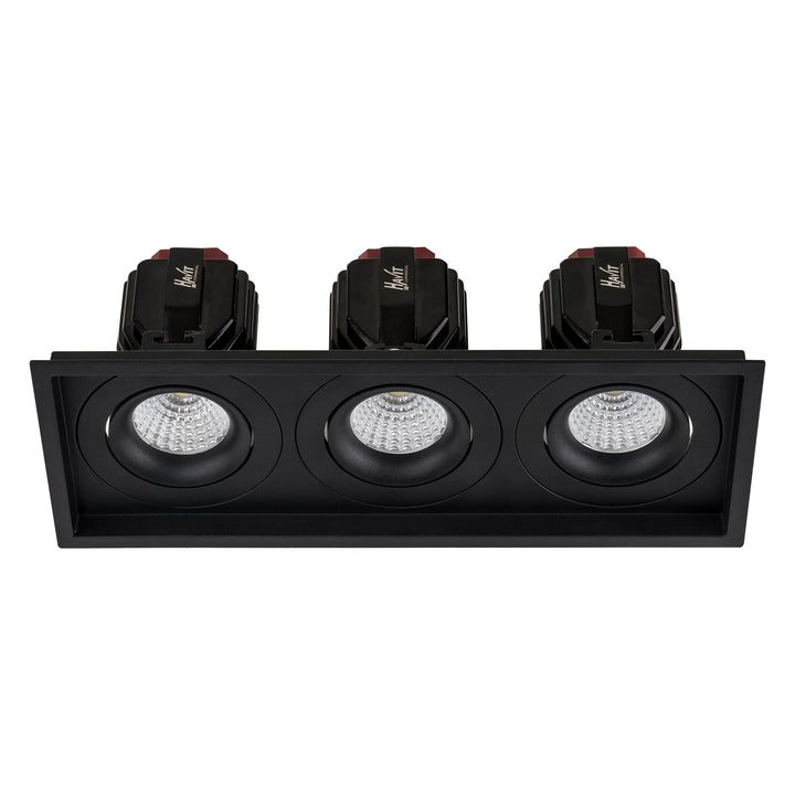 HCP-81221217 / HCP-81241217 - Black 3 x Square Tilt 17w Recessed LED Downlight