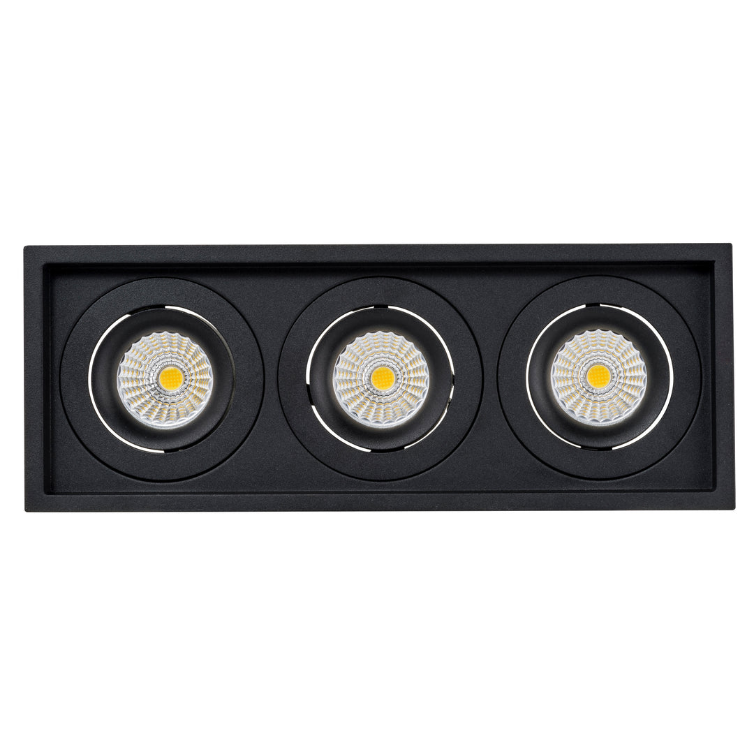 HCP-81251213 - Black Rectangle Tilt 3x13w Dali Tunable Recessed LED Downlight