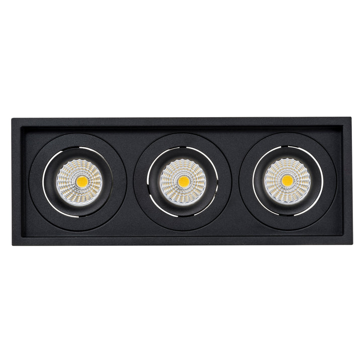HCP-81251213 - Black Rectangle Tilt 3x13w Dali Tunable Recessed LED Downlight