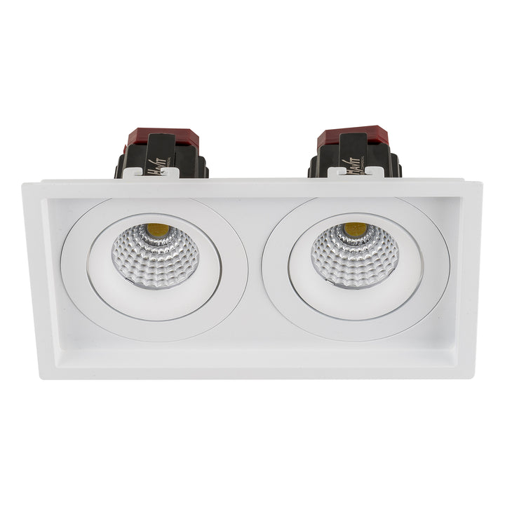 HCP-81321109 / HCP-81341109 - White Square Tilt 2 x 9w Recessed LED Downlight