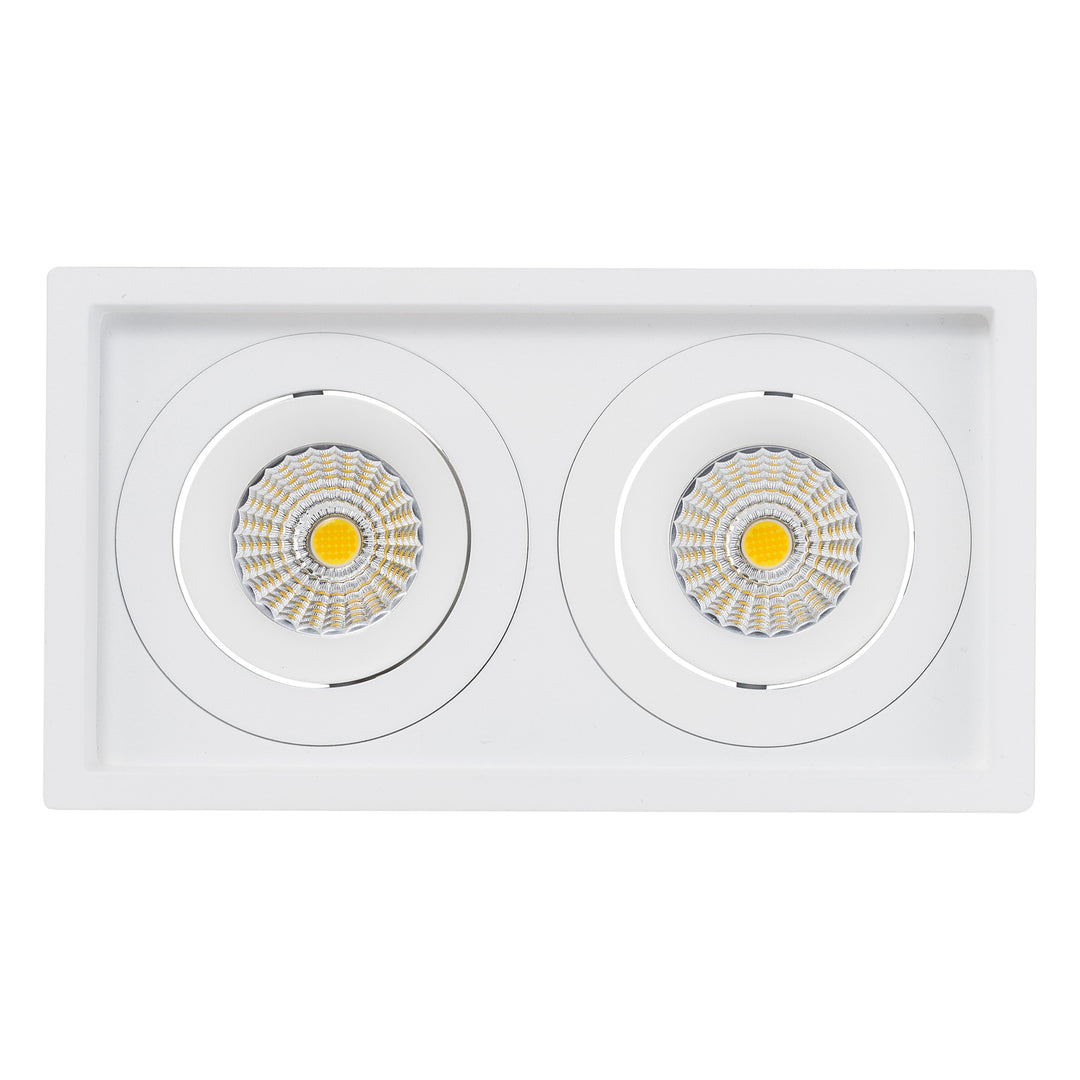 HCP-81321109 / HCP-81341109 - White Square Tilt 2 x 9w Recessed LED Downlight