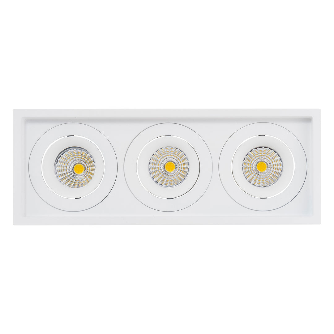 HCP-81321209 / HCP-81341209 - White Square Tilt 3 x 9w Recessed LED Downlight