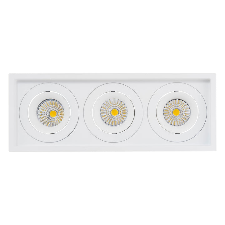 HCP-81321209 / HCP-81341209 - White Square Tilt 3 x 9w Recessed LED Downlight