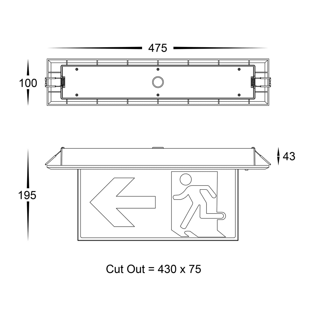 HCP-91305 - Slimline Recessed Exit Light