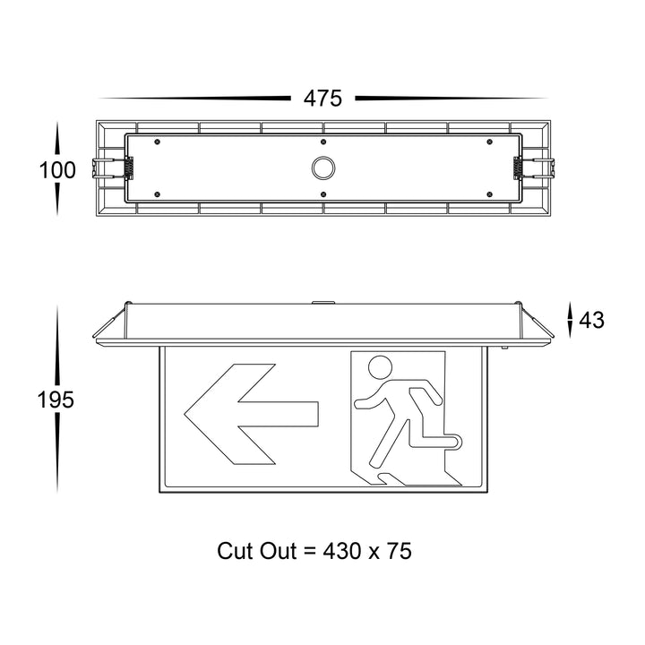 HCP-91305 - Slimline Recessed Exit Light