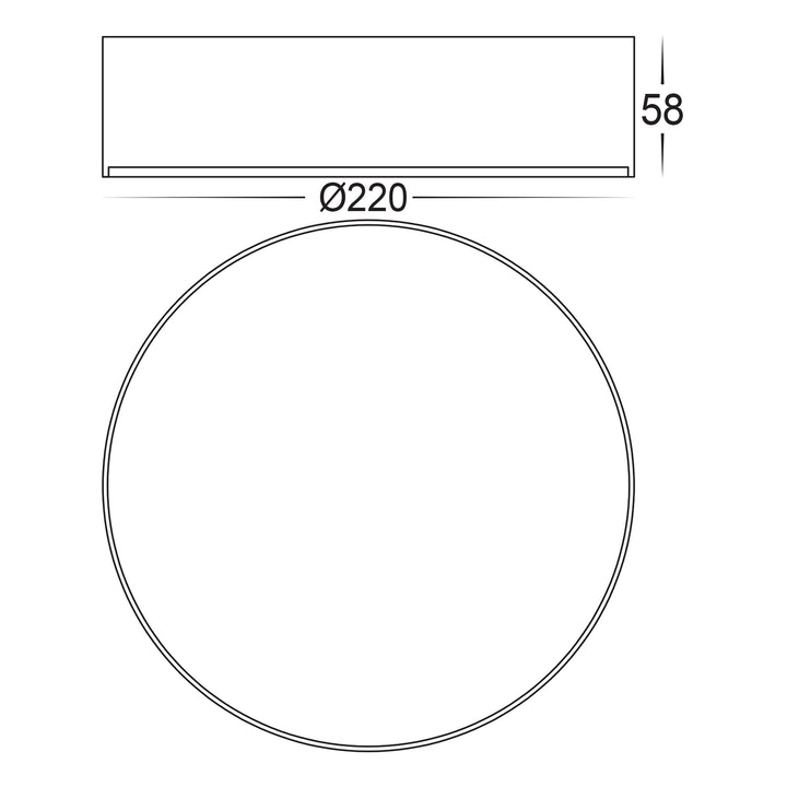 HCP-8922004 - Black 20w  Dali 2 Dimmable Surface Mounted LED Oyster
