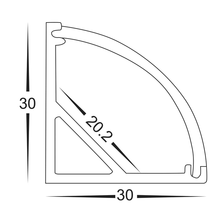 HCP-4213030 - Silver Large Corner Aluminium Profile