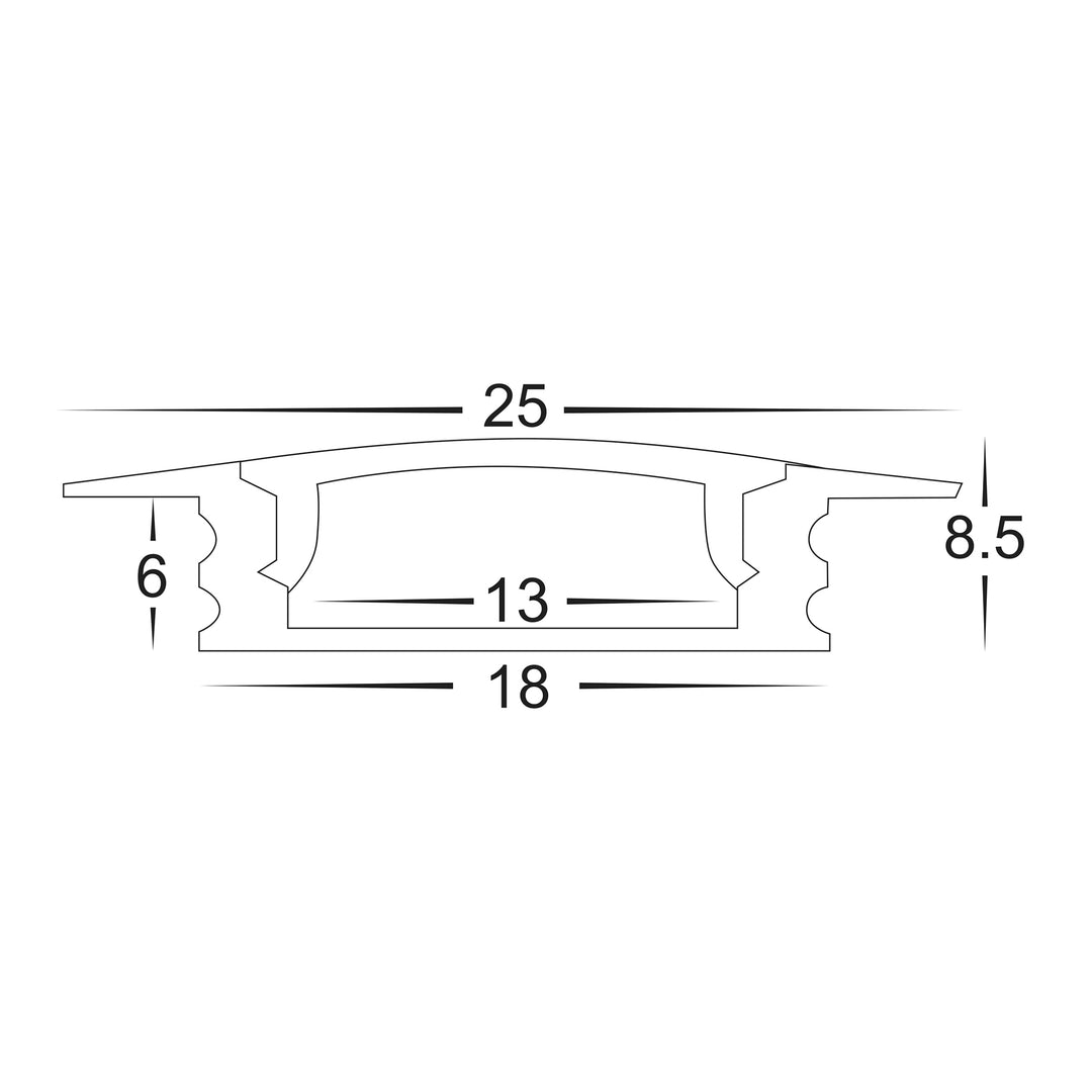 HCP-4312507 - Silver Shallow Recessed Square Aluminium Profile