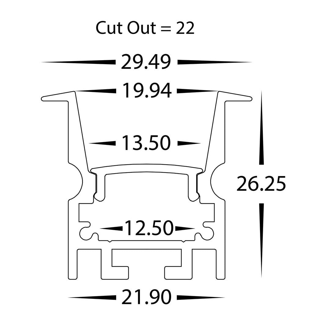 HCP-4332926 - Deep White Recessed Anti Glare Winged Aluminium Profile